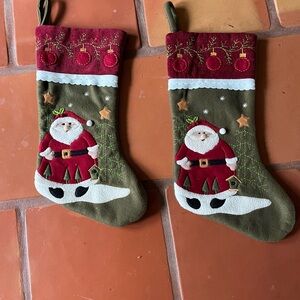 Festive Santa Christmas Stockings - Red and Green